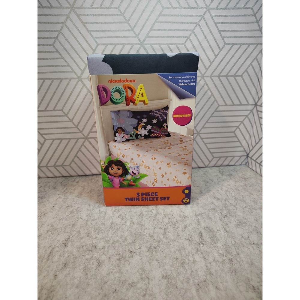 Dora the Explorer 3pc Twin Sheet Set Pink Floral Microfiber Bedding for Kids